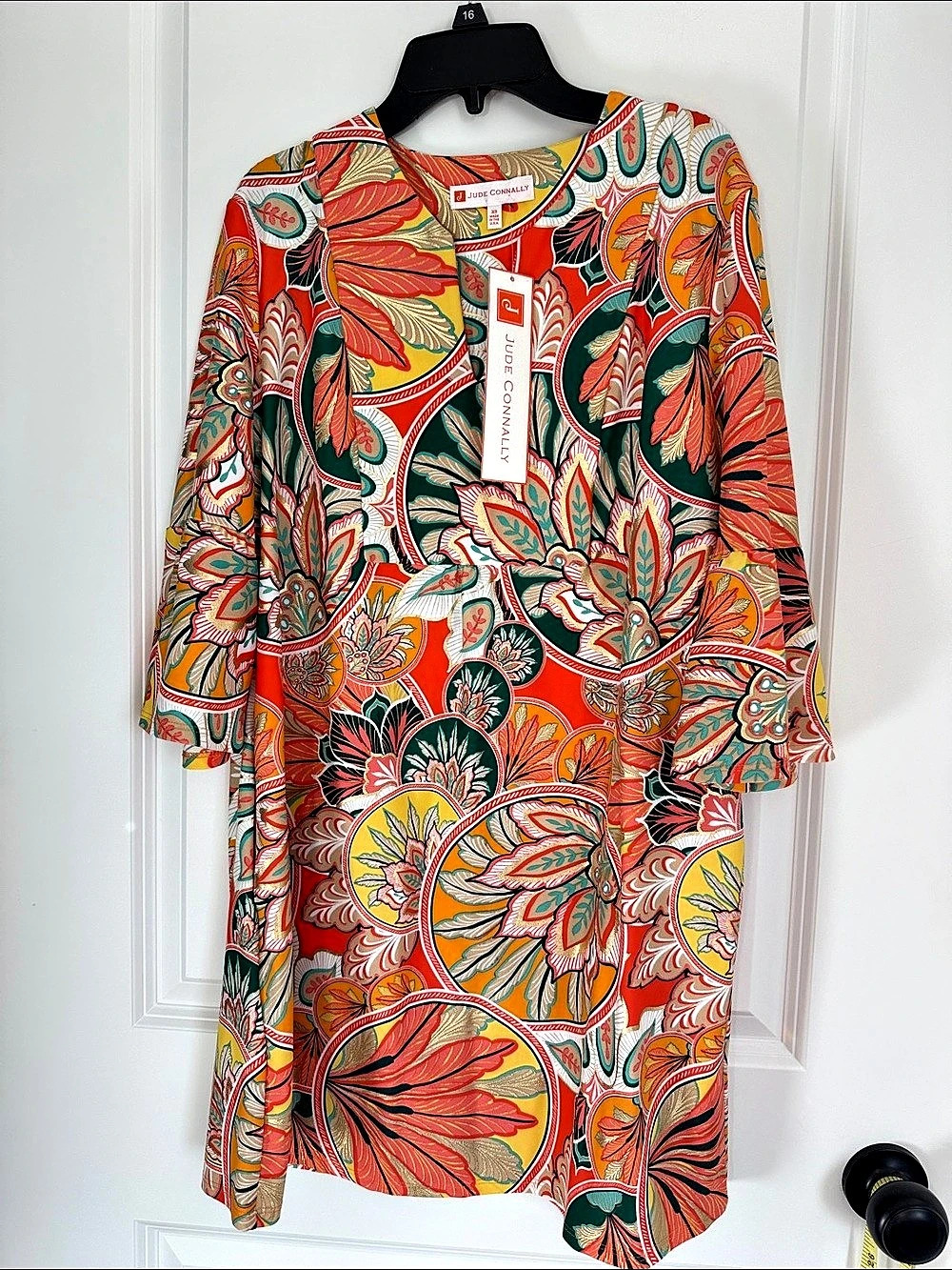 Jude Connally Floral Mini Dress in Orange & Green Size Extra Small NWT